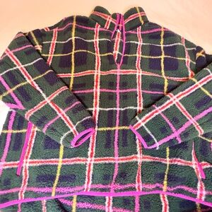 Crown & Ivy Women’s Plaid Fleece Hoodie - Green, Pink, Purple
